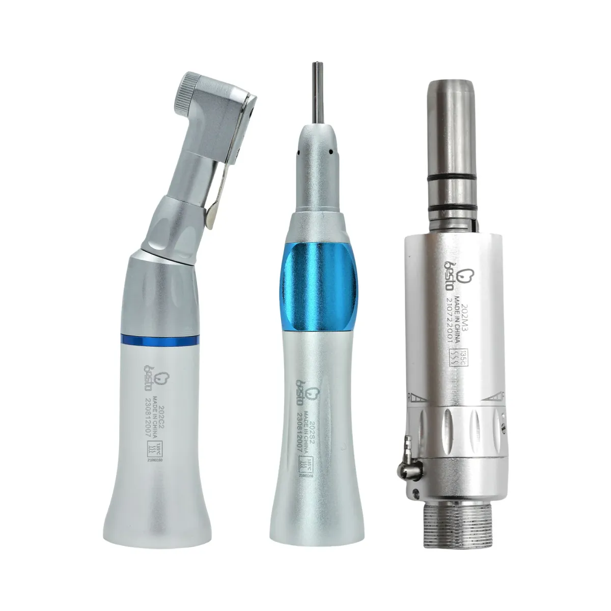Low-speed contra-angle, straight handpiece and air motor (202C2, 202S2, 202M3)