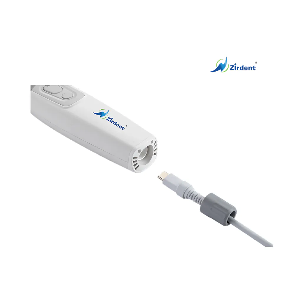 ZDS-V5 intraoral scanner with its USB cable connection