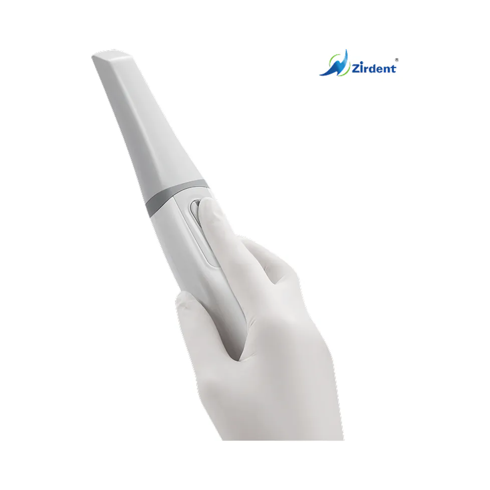 ZDS-V5 intraoral scanner held in the hand